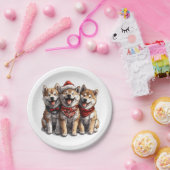 Christmas Shiba Inu Santa Dogs Pappteller (Party)