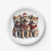 Christmas Shiba Inu Santa Dogs Pappteller (Vorderseite)