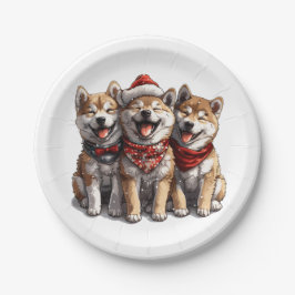 Christmas Shiba Inu Santa Dogs Pappteller