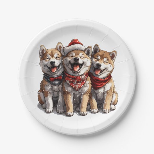 Christmas Shiba Inu Santa Dogs Pappteller (Vorderseite)