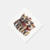Christmas Shiba Inu Santa Dogs Serviette (Ecke)