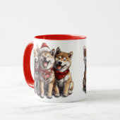 Christmas Shiba Inu Santa Dogs Tasse (Vorderseite Links)