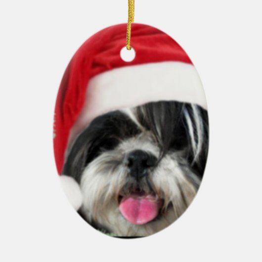 Christmas Shih Tzu Dog Keramik Ornament (Vorne)