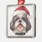 CHRISTMAS SHIH TZU DOG MIT WEIHNACHTSMANNMÜTZE ORNAMENT AUS METALL (Links)