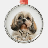 Christmas Shih Tzu Dog Personalisiert Pet Foto Ornament Aus Metall (Vorne)