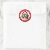 Christmas Shih Tzu Dog Round Stickers (Tasche)