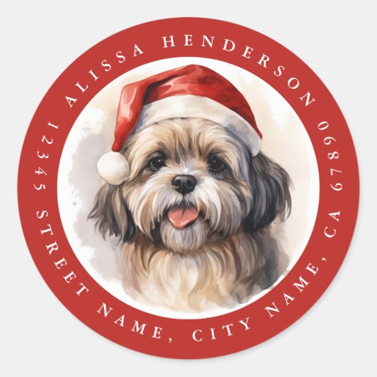 Christmas Shih Tzu Dog Round Stickers (Vorderseite)