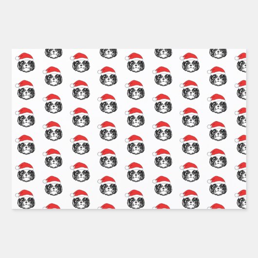 Christmas Shih Tzu Dog Weihnachtsmannmütze Geschenkpapier Set (Vorderseite 3)