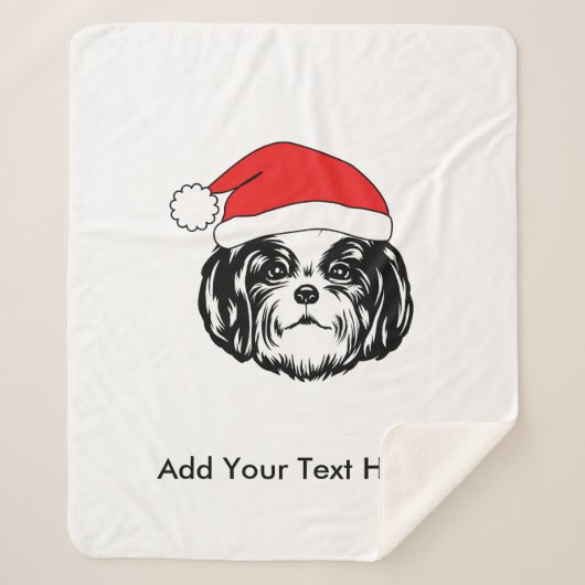 Christmas Shih Tzu Dog Weihnachtsmannmütze Sherpadecke (Vorderseite)