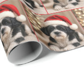 Christmas Shih Tzu Dog With Santa Hat Geschenkpapier (Rolleneckpunkt)