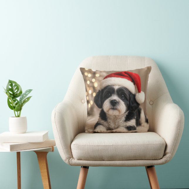 Christmas Shih Tzu Dog With Santa Hat Kissen (Stuhl )