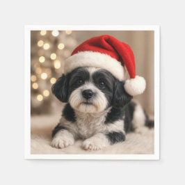 Christmas Shih Tzu Dog With Santa Hat Serviette