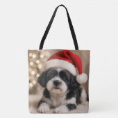 Christmas Shih Tzu Dog With Santa Hat Tasche (Vorderseite)