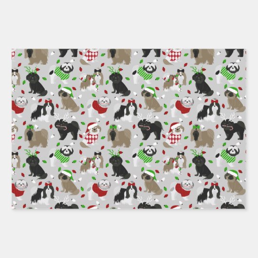 Christmas Shih Tzu Dogs Geschenkpapier Set (Vorderseite 3)