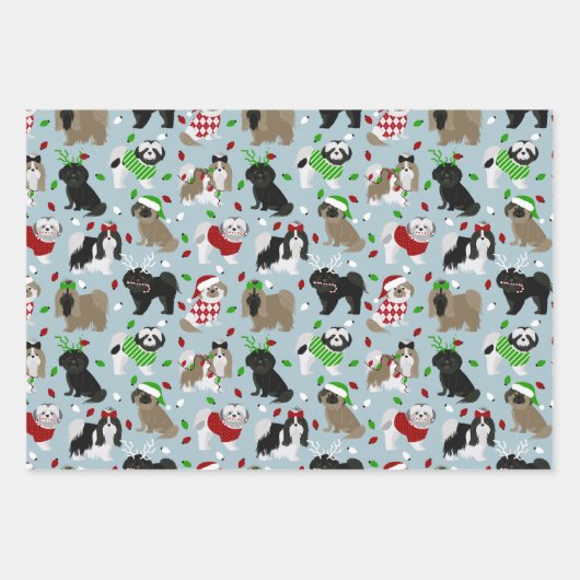 Christmas Shih Tzu Dogs Geschenkpapier Set (Vorderseite 2)