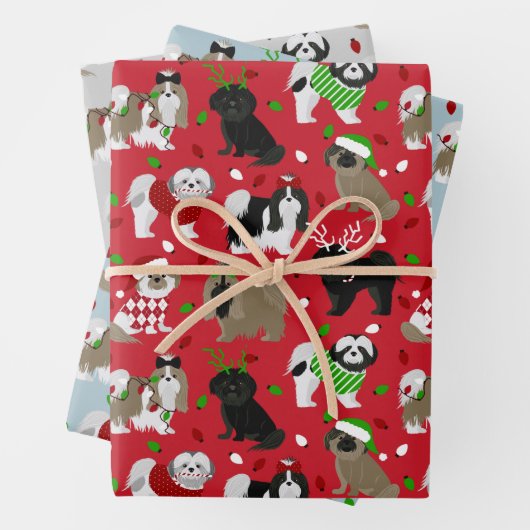 Christmas Shih Tzu Dogs Geschenkpapier Set (Beispiel)