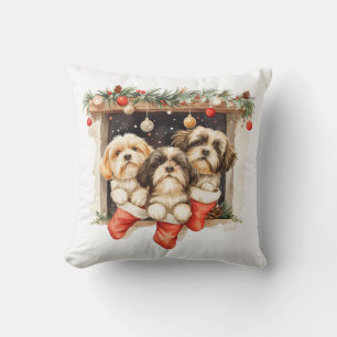 Christmas Shih Tzu Dogs Kissen