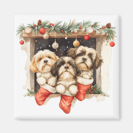 Christmas Shih Tzu Dogs Magnet