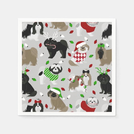 Christmas Shih Tzu Dogs Napkins Serviette (Vorderseite)