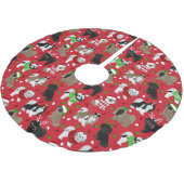 Christmas Shih Tzu Dogs Polyester Weihnachtsbaumdecke (Schrägansicht)