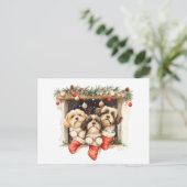 Christmas Shih Tzu Dogs Postkarte (Stehend Vorderseite)