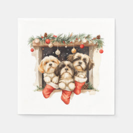 Christmas Shih Tzu Dogs Serviette