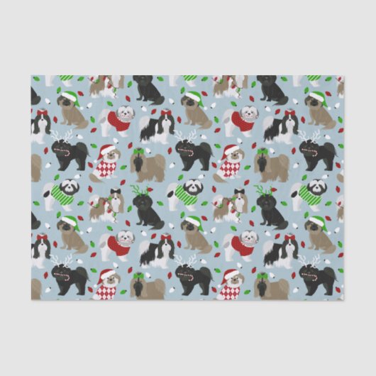 Christmas Shih Tzu Dogs Tissue Paper Seidenpapier (Vorderseite)