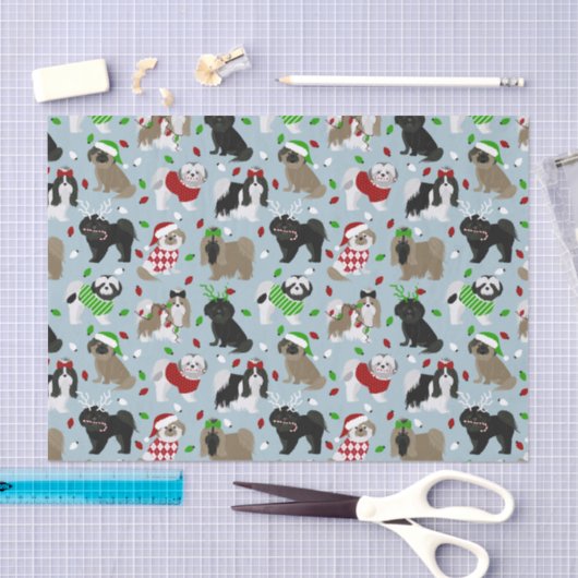 Christmas Shih Tzu Dogs Tissue Paper Seidenpapier (Handwerk)