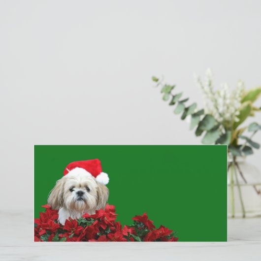 Christmas Shih Tzu Feiertagskarte (Stehend Vorderseite)