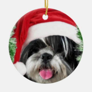 Christmas Shih Tzu Keramikornament