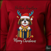 Christmas Shih Tzu Reindeer Scarf Gift Tri-Blend Shirt
