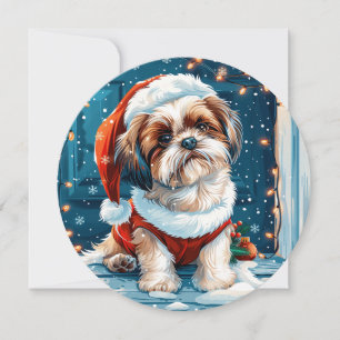 Christmas Shih Tzu Santa Dog Feiertagskarte