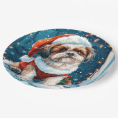 Christmas Shih Tzu Santa Dog Pappteller (Schrägansicht)