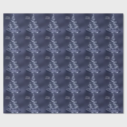 Christmas Shiny Blue Ribbon Tree Sparkle Geschenkpapier (Flach)