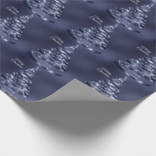 Christmas Shiny Blue Ribbon Tree Sparkle Geschenkpapier (Ecke)