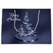 Christmas Shiny Blue Ribbon Tree Sparkle Große Geschenktüte (Vorderseite)