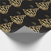 Christmas Shiny Golden Ribbon Tree Sparkle Black Geschenkpapier (Ecke)
