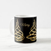 Christmas Shiny Golden Ribbon Tree Sparkle Black Kaffeetasse (Vorderseite Links)