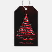 Christmas Shiny Red Ribbon Tree Sparkle Black Geschenkanhänger (Vorderseite)