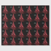 Christmas Shiny Red Ribbon Tree Sparkle Black Geschenkpapier (Flach)