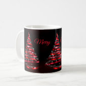 Christmas Shiny Red Ribbon Tree Sparkle Black Kaffeetasse (Vorderseite Links)