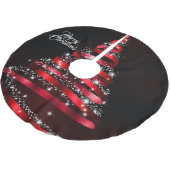 Christmas Shiny Red Ribbon Tree Sparkle Black Polyester Weihnachtsbaumdecke (Schrägansicht)