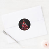 Christmas Shiny Red Ribbon Tree Sparkle Black Runder Aufkleber (Umschlag)