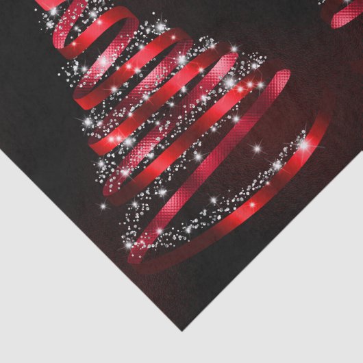 Christmas Shiny Red Ribbon Tree Sparkle Black Seidenpapier (Ausschnitt)