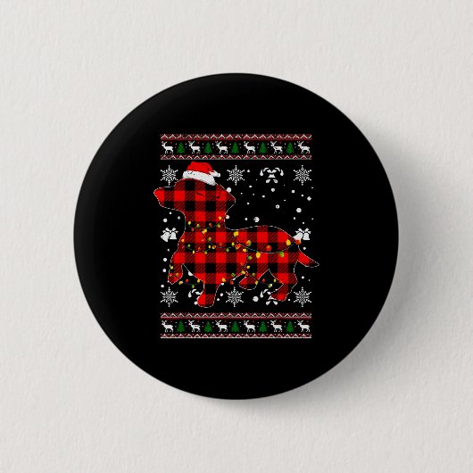 Christmas Shirt For Dachshund Lover Gift Santa Buf Button (Vorderseite)