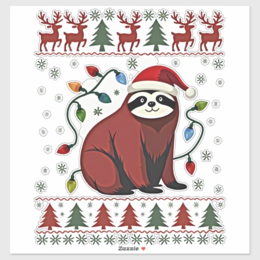 Christmas Shirt for Sloth Lover Gift Santa Buffalo Aufkleber (Blatt)
