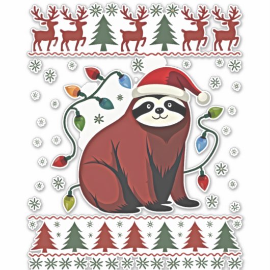 Christmas Shirt for Sloth Lover Gift Santa Buffalo Aufkleber (Vorderseite)
