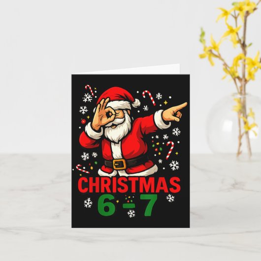 Christmas Shirt - Funny Dabbing Santa 6 7 Meme Karte (Gelbe Blume)