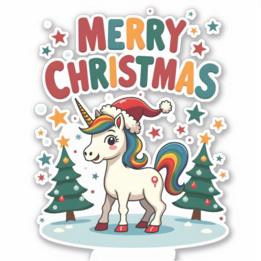 Christmas Shirt Unicorn Girls Christmas Outfit Chr Aufkleber (Vorderseite)