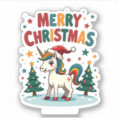 Christmas Shirt Unicorn Girls Christmas Outfit Chr Aufkleber (Vorderseite)